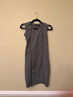FIG Clothing XS Black and White Striped Sleeveless Sheath Dress